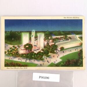 1939 New York World's Fair Postcard Gas Exhibits Building Court of Flame